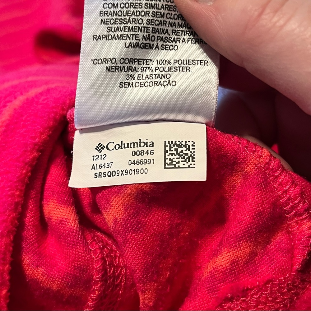 Columbia Womens Size Large Pink Orange Stripe Quarter Zip Fleece Pullover Jacket - Picture 5 of 10